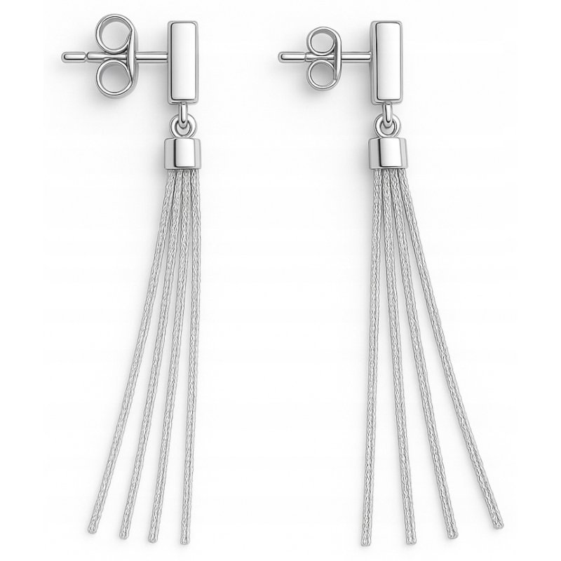 Długie srebrne kolczyki chwosty wiszące damskie srebro próba 925 wkrętki