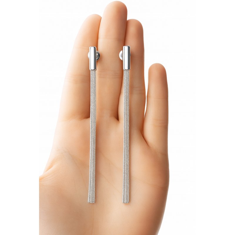 Długie srebrne kolczyki chwosty wiszące damskie srebro próba 925 wkrętki