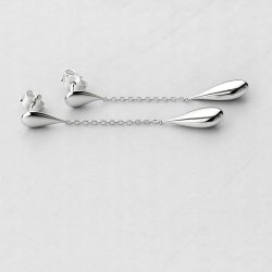 Długie srebrne kolczyki wiszące krople damskie srebro 925 wkrętki