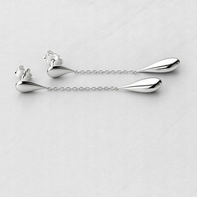 Długie srebrne kolczyki wiszące krople damskie srebro 925 wkrętki