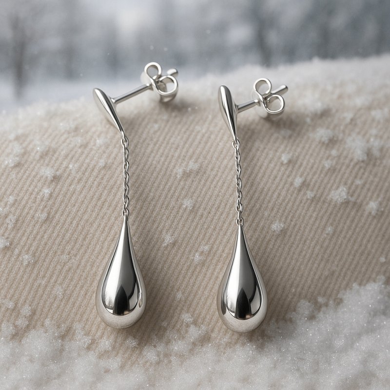 Długie srebrne kolczyki wiszące krople damskie srebro 925 wkrętki