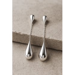 Długie srebrne kolczyki wiszące krople damskie srebro 925 wkrętki