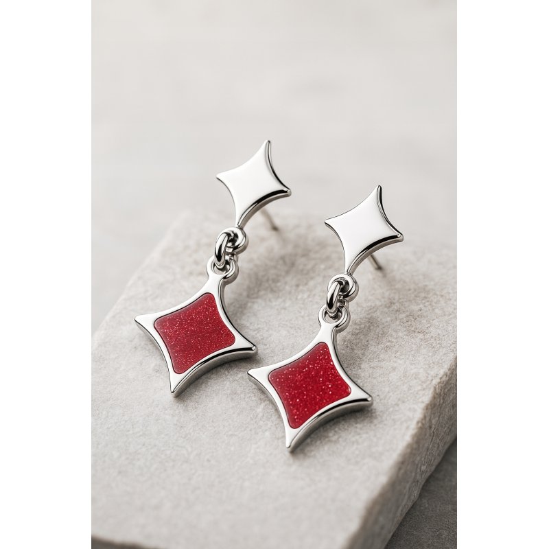 Srebrne kolczyki wiszące gwiazdki damskie srebro 925 oryginalne wkrętki