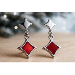 Srebrne kolczyki wiszące gwiazdki damskie srebro 925 oryginalne wkrętki