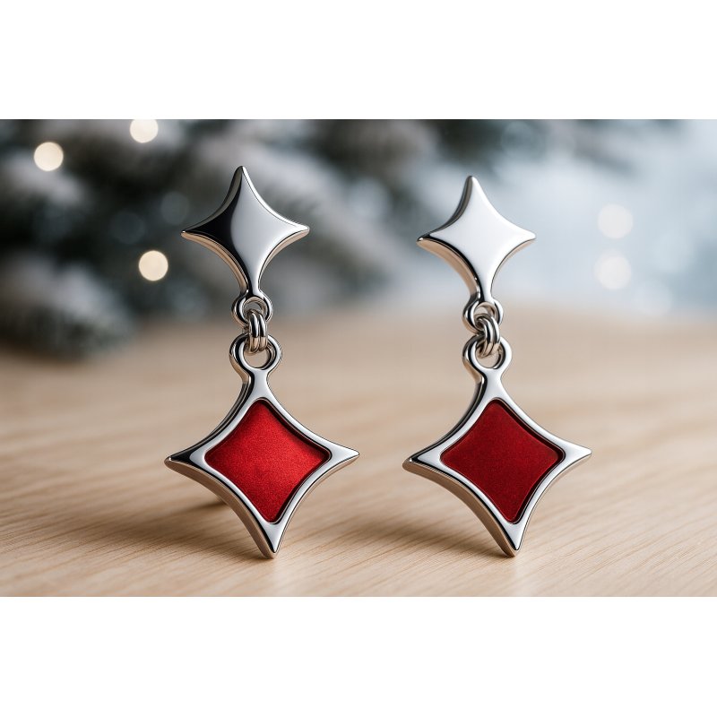 Srebrne kolczyki wiszące gwiazdki damskie srebro 925 oryginalne wkrętki