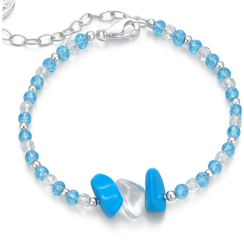 Srebrna damska bransoletka w butelce marzec akwamaryn srebro próba 925