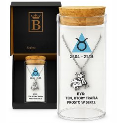 Srebrny naszyjnik damski w butelce znak zodiaku byk srebro próba 925
