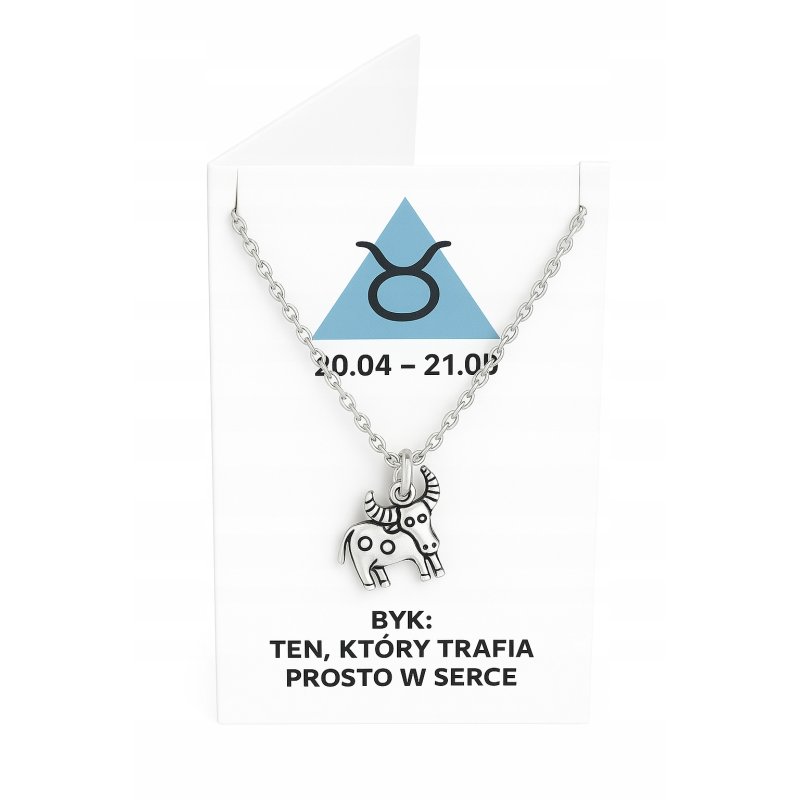 Srebrny naszyjnik damski w butelce znak zodiaku byk srebro próba 925