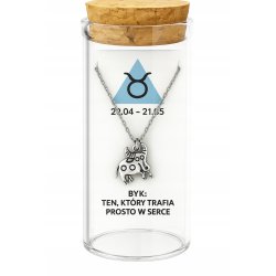 Srebrny naszyjnik damski w butelce znak zodiaku byk srebro próba 925