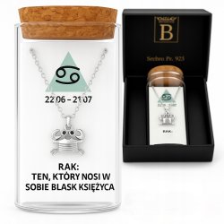 Srebrny naszyjnik damski w butelce znak zodiaku rak srebro próba 925