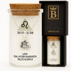 Srebrny naszyjnik damski w butelce znak zodiaku lew srebro próba 925