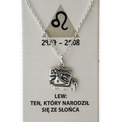 Srebrny naszyjnik damski w butelce znak zodiaku lew srebro próba 925