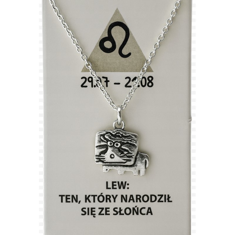 Srebrny naszyjnik damski w butelce znak zodiaku lew srebro próba 925