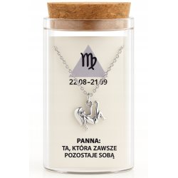 Srebrny naszyjnik damski w butelce znak zodiaku panna srebro próba 925