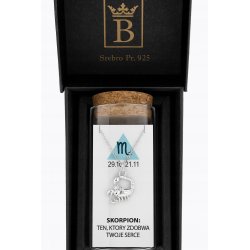 Srebrny naszyjnik damski w butelce znak zodiaku skorpion srebro próba 925
