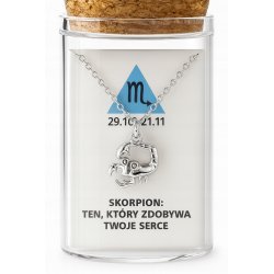 Srebrny naszyjnik damski w butelce znak zodiaku skorpion srebro próba 925