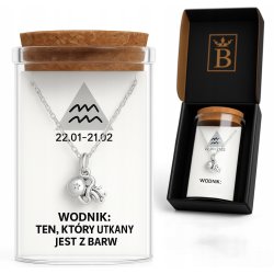 Srebrny naszyjnik damski w butelce znak zodiaku wodnik srebro próba 925