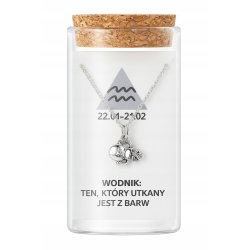 Srebrny naszyjnik damski w butelce znak zodiaku wodnik srebro próba 925