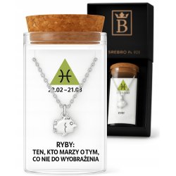 Srebrny naszyjnik damski w butelce znak zodiaku ryby srebro próba 925