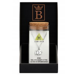 Srebrny naszyjnik damski w butelce znak zodiaku ryby srebro próba 925