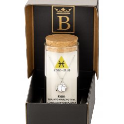 Srebrny naszyjnik damski w butelce znak zodiaku ryby srebro próba 925