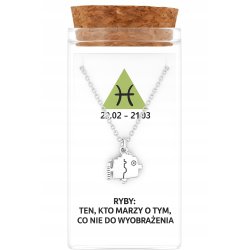 Srebrny naszyjnik damski w butelce znak zodiaku ryby srebro próba 925