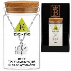 Srebrny naszyjnik damski w butelce znak zodiaku ryby srebro próba 925