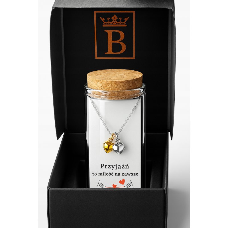 Srebrny naszyjnik damski w butelce serca przyjaźń miłość srebro próba 925
