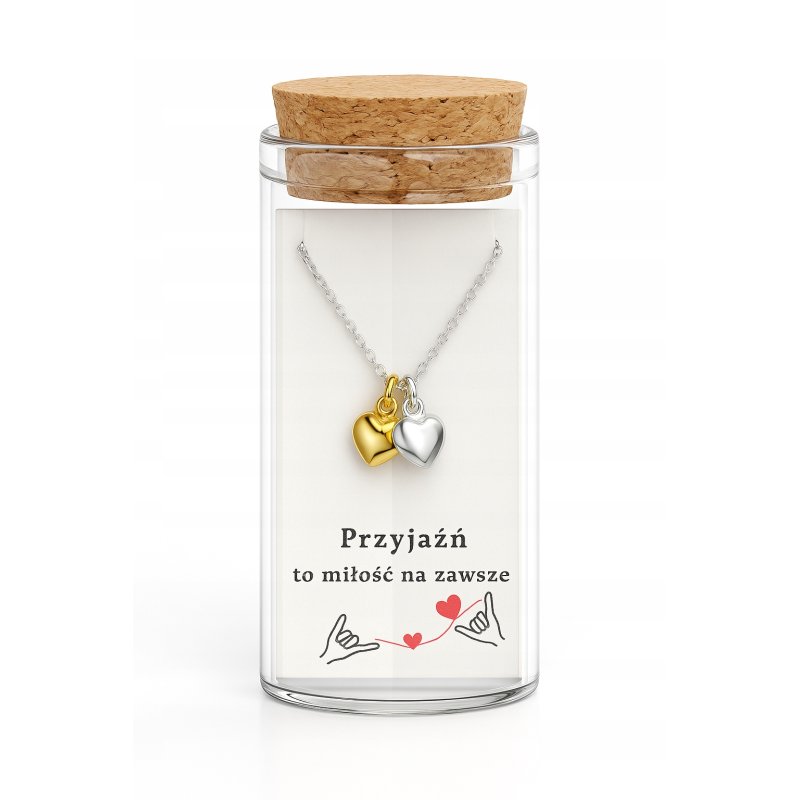 Srebrny naszyjnik damski w butelce serca przyjaźń miłość srebro próba 925