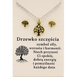 Komplet biżuterii naszyjnik kolczyki drzewko szczęścia srebro 925 w butelce