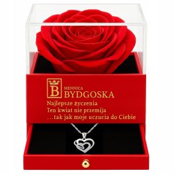Srebrny naszyjnik damski serce szkatułka na prezent róża srebro