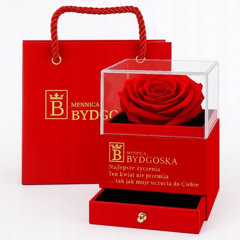 Srebrny naszyjnik damski serce szkatułka na prezent róża srebro