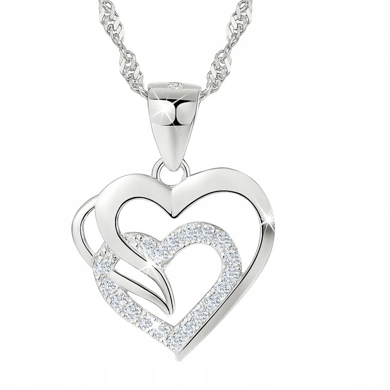 Srebrny naszyjnik damski serce szkatułka na prezent róża srebro