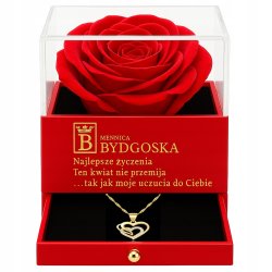 Srebrny naszyjnik damski serce szkatułka na prezent róża pozłacane srebro