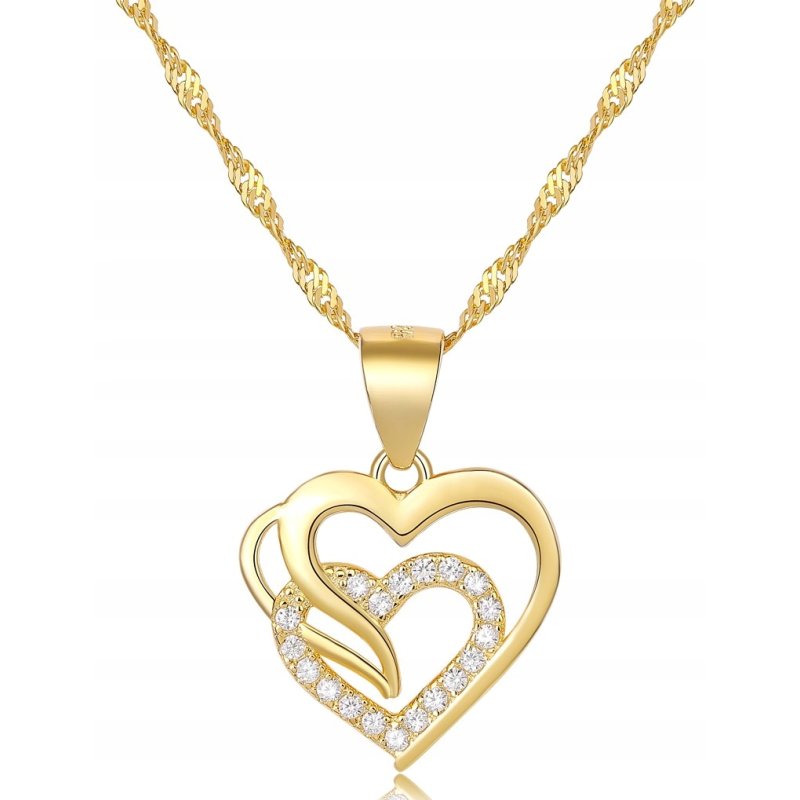 Srebrny naszyjnik damski serce szkatułka na prezent róża pozłacane srebro