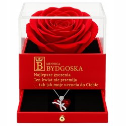 Srebrny naszyjnik damski serce szkatułka na prezent róża srebro 925