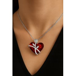 Srebrny naszyjnik damski serce szkatułka na prezent róża srebro 925