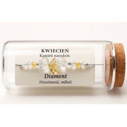 Srebrna damska bransoletka w butelce kwiecień diament srebro próba 925