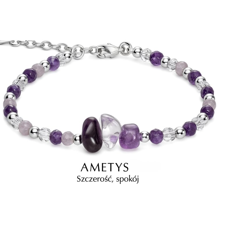 Srebrna damska bransoletka w butelce luty ametyst srebro próba 925