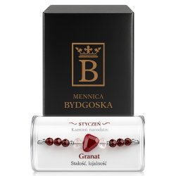 Srebrna damska bransoletka w butelce styczeń granat srebro próba 925