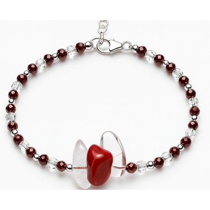 Srebrna damska bransoletka w butelce styczeń granat srebro próba 925