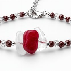 Srebrna damska bransoletka w butelce styczeń granat srebro próba 925