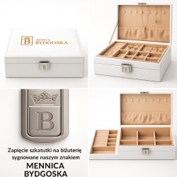 Szkatułka na biżuterie biała elegancka Kuferek Organizer Kasetka oryginalna