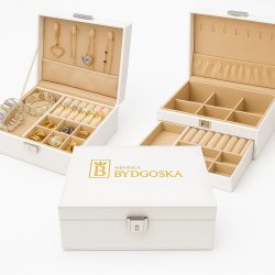 Szkatułka na biżuterie biała elegancka Kuferek Organizer Kasetka oryginalna