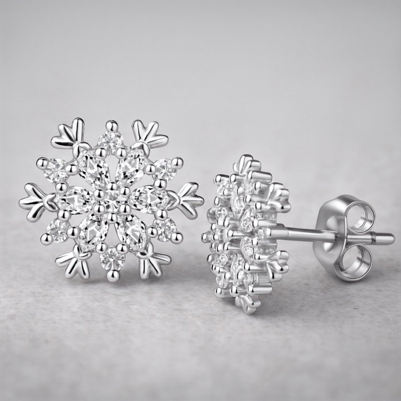 Srebrne kolczyki sztyfty wkrętki na święta śnieżynki gwiazdki srebro 925