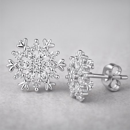 Srebrne kolczyki sztyfty wkrętki na święta śnieżynki gwiazdki srebro 925