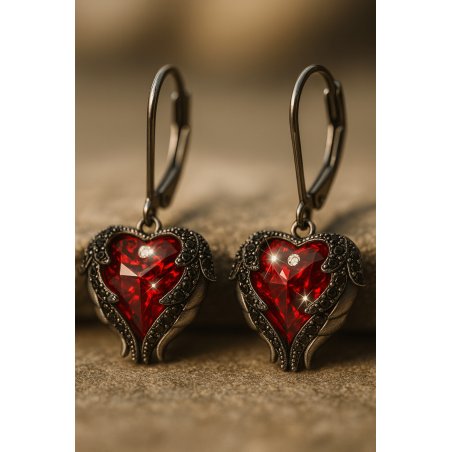 Duże kolczyki srebrne wiszące serca kolczyki srebro próba 925 angielskie