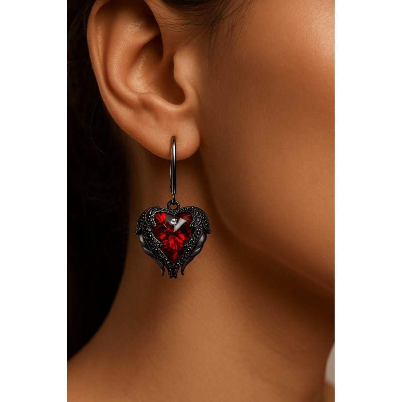 Duże kolczyki srebrne wiszące serca kolczyki srebro próba 925 angielskie