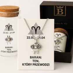 Srebrny naszyjnik damski w butelce znak zodiaku baran srebro próba 925