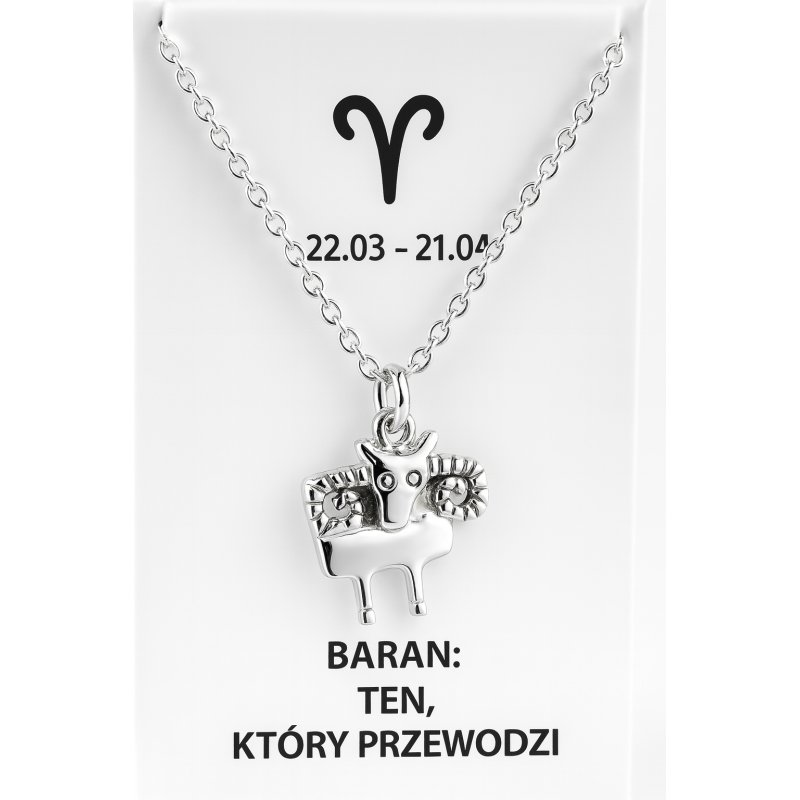 Srebrny naszyjnik damski w butelce znak zodiaku baran srebro próba 925